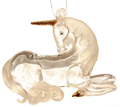 Elegant Frosted Glass Unicorn Christmas Ornament #W2397