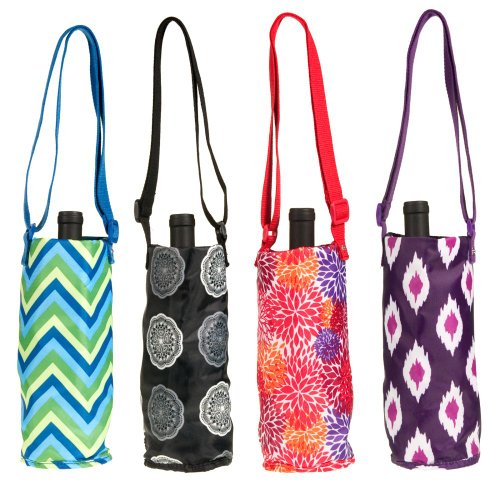 4 Sachi Foldable Insulated Wine Tote Cooler Water Bottle Shoulder Bag