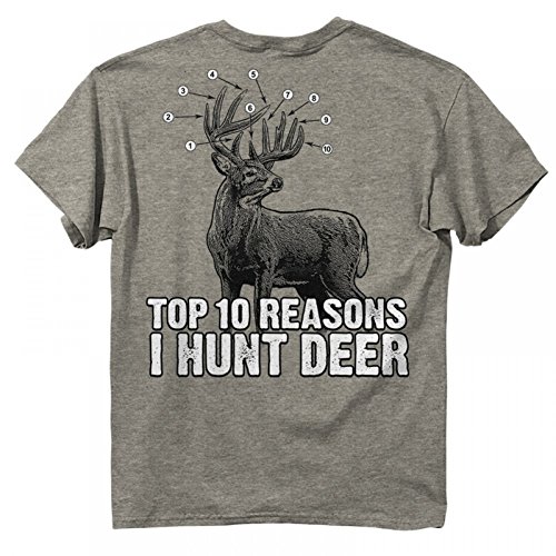 Buck Wear Ten Reasons Deer Short Sleeve Tee, Athletic Heather, X-Large