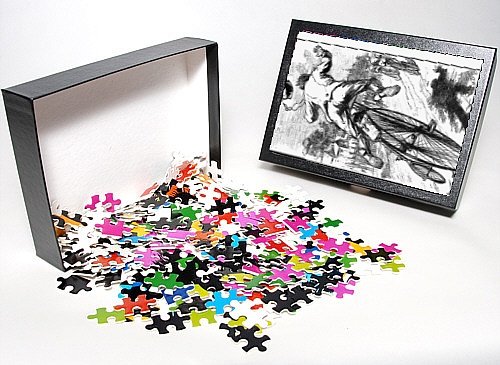 Photo Jigsaw Puzzle of BICYCLE RACE ACCIDENT, 1880. The danger of unpaved roads. Wood engraving, from Granger Art on Demand
