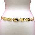 Classic Greek Key Golden Toned Chain Link Belt