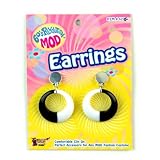 Mod Black and White Hoop Earrings Adult