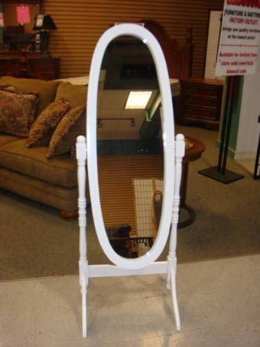 3488 Home Traditional New in Box Swivel Full Length Floor Wood Cheval Mirror Cherry White Black Oak Four Colors Option (White)