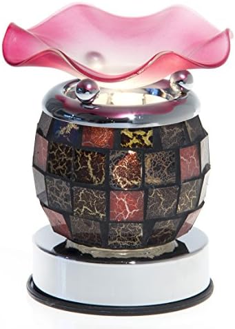 Black and Red Glow Mosaic Glass Design Decorative Glass Electric Touch Sensitive Table Top Fragrance Lamp Aromatherapy Oil Warmer/burner Night Light #T29