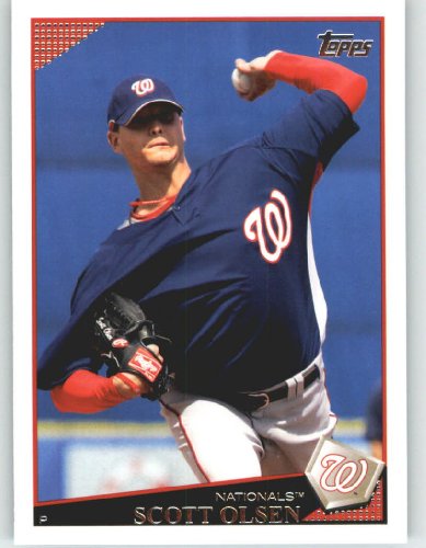 2009 Topps Baseball Card # 505 Scott Olsen - Washington Nationals - Shipped In Protective Screwdown Display Case!