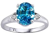 2.06 cts Genuine Blue Topaz and Diamond Ring - 14kt White or Yellow Gold