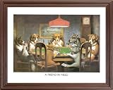 Dogs Playing Poker At Table Animal Picture Framed Art Print #1