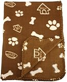 30x21 Inch Dog / Cat Fleece Blanket - Bone and Paw Print Assorted Color Pet Blankets by bogo Brands (Brown)