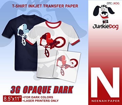 FREE TEFLON INCLUDED - Iron On Heat Transfer Paper For Dark Colors Neenah 3G Jet Opaque - 8.5 x 11” Pack of 100 Sheets – Photograph Quality Image Dark Garments; T-Shirts, Sweatshirts, Mouse Pads, Puzzles, Leather, Tote Bags, Canvas - Cutter/Plotter, Die And Kiss-Cut