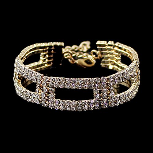 Feel on TopÂ® Pulseiras Braceletes Gold Silver Full Rhinestone Bracelet for Women Widding Hot Sale Bracelet Charms (gold)
