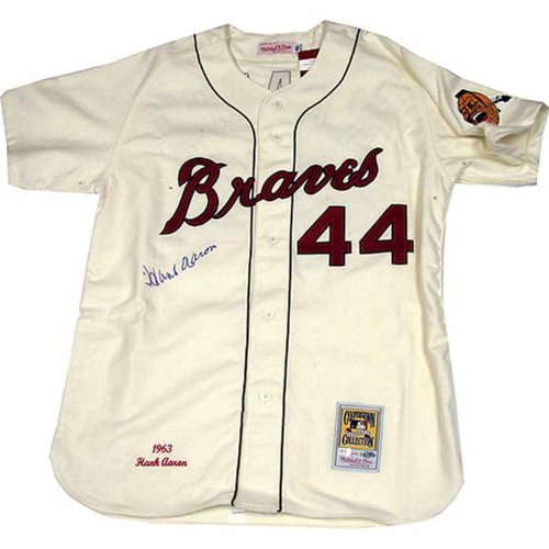 Steiner Sports MLB Atlanta Braves Hank Aaron Authentic 1960s Braves Mitchell & Ness Jersey (Signed on Front)