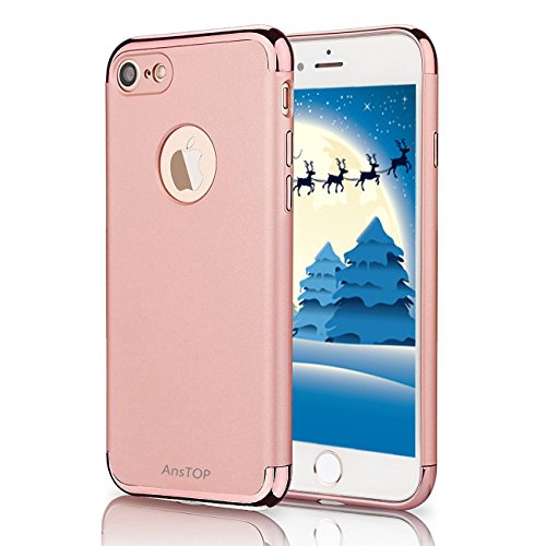 iPhone 7 Case, AnsTOP [Thin Fit] Premium Matte Finish [Rose Gold] [Chrome Rose Gold] Excellent Grip Solid Protective Case for iPhone 7 (2016)