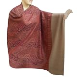 Handmade Womens Casual Wool Jamawar Shawl With Plain Border (Free Shipping) shwl0043r