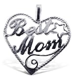 Sterling Silver Best Mom Mothers Day Charm or Pendant. Fits Any Chain, Perfect Gift Thats Makes Her Smile