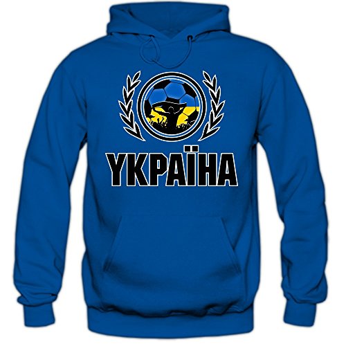 Ukraine EM 2016 #2 Hoody | Fußball | Herren | Trikot | Schowto-blakytni | Nationalmannschaft, Farbe:Blau (Royalblue F421);Größe:L