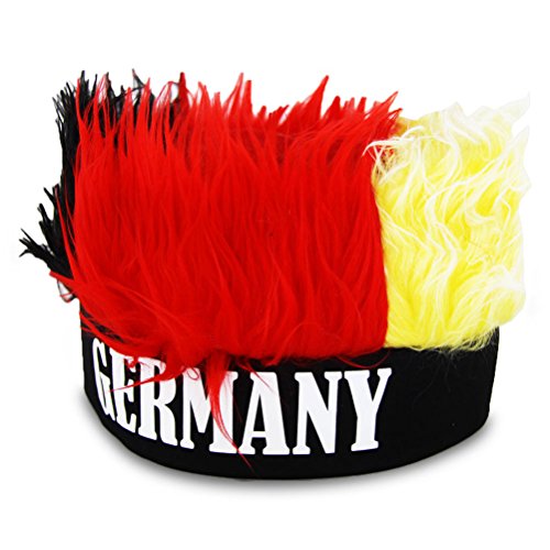 4 x Mütze mit Haaren Deutschland Stirnband mit flauschigen Plüschhaaren WM EM