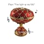 Faberge Egg Music Jewelry Box Royal Red Bejeweled Plays "You light up my life"