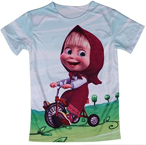 Cute Masha And The Bear Kid's Short Sleeve Shirts