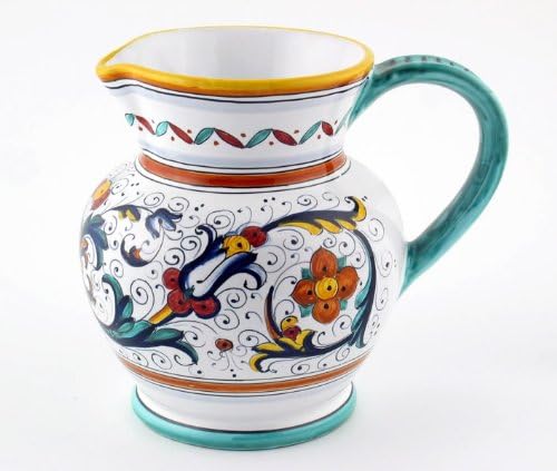 Hand Painted Italian Ceramic Pitcher Ricco Deruta - Handmade in Deruta