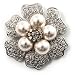 6-Petal Pearl Style Floral Brooch (Silver&White)
