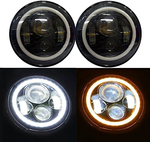 7 Inch 45w Jeep Wrangler LED Headlights with White/Amber Angel Eyes for Wrangler JK LJ CJ Hummer Land Rover (Pair)