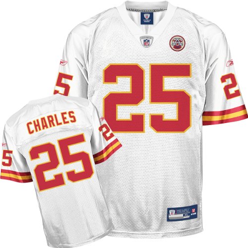 Reebok Kansas City Chiefs Jamaal Charles Replica White Jersey Medium