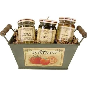 Pesto galore Italian sauces gift basket in Tomato planter Pesto galore Italian sauces gift basket in Tomato planter