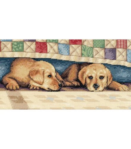 Stickpackung Kreuzstich Time Out Golden Retriever Welpen 36 x 18 cm ohne Rahmen