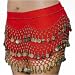 Sporting Goods : SEXY BELLY DANCER COSTUME HIP SCARF - RED WITH GOLD COINS