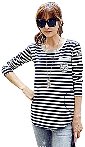 コットンシャツ 長袖Tシャツ ボーダー シンプル Tシャツ カジュアル キュート エレガンス レディース 冬物 春物 可愛いスカーフ付き R754