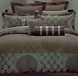 Modern Circle Bedding Brown Sage Duvet Cover 8pc Set Full