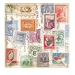 Postage Theme Fringe Studio Square Transferware Small Glass Tray