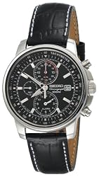Seiko Men's SNAB65 Alarm Chronograph Leather Strap Watch