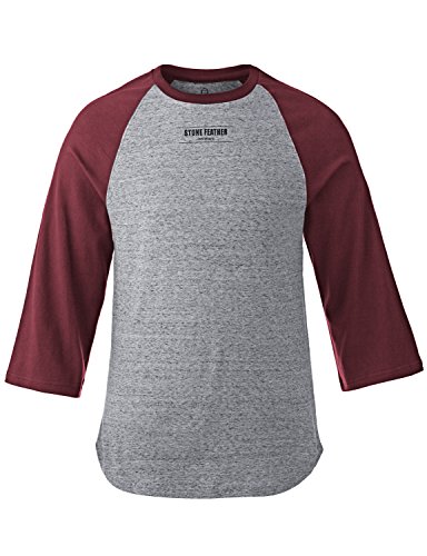 Stone Feather Men's Color Block Crewneck Cotton Fleece Raglan Sweatshirt
