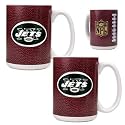 NIB New York Jets NFL Ball Ceramic Coffee Mug Set