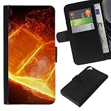 SmartPhone PU Leather Wallet Case Protective Cover with Money Slot Card Slots Case for HTC Desire 820 // Book Fire Goth Death Heavy Metal Bible // CooleCell