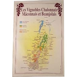 Beaujolais (Macon, Chalons) Region Wines map instructional and Pictorial on Printed Towel. Terroirs de France Tea Towel
