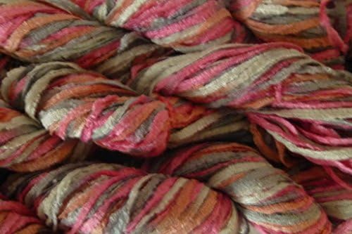 Victorian Spring Pink Peach Silver Frost Gray Multicolor Rayon Chenille Yarn