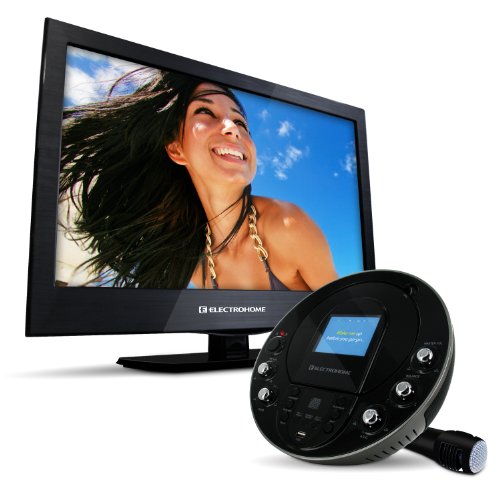 Electrohome Portable Karaoke CD+G/MP3G Player Speaker System with 3.5 Screen, USB and MP3 Input (EAKAR535) & One Bonus Electrohome 19 inch Slim LED 720p HDTV (E19LED100)