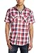 Marc Ecko Cut & Sew Men's Plaidville Short Sleeve Shirt, Campari, Large