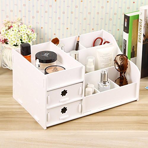DIY Wooden Desk Organier Small Objests Cosmetics Storage Box (With two drawer)