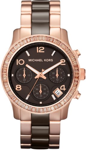 Michael Kors Women's Runway Midsized Ceramic Rose Chronograph Watch - MK5678