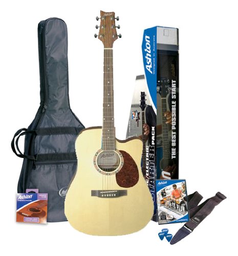 Ashton SPD25CEQNT Elektro Akustik Gitarre mit eingebauten Tuner und Zubeh&ouml;r naturholz Preisvergleich