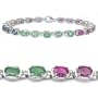 7.65 Carat Genuine Emerald, Ruby & Sapphire Silver Bracelet With Rhodium Finish