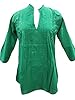 Cotton Green Pleated Tunic Embroidered Kurti Top