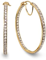 2.00 Carat (ctw) 14k Yellow Gold Round Diamond Ladies Hoop Earrings 2 CT