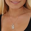 Rhinestone Bunny Pendent Silver Tone Chain Necklace Set Austrian Crystal Gift Idea