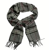 Gray, White,Black and red Plaid Scarf