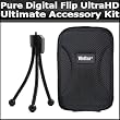 Ultimate Accessory Kit For The Pure Digital Flip UltraHD Camcorder 3rd Generation FVU32120B, U32120W NEWEST MODEL Includes Slim Protective Hard Case + Mini Tripod