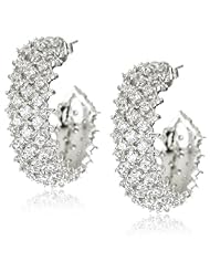 CZ by Kenneth Jay Lane "Traditional" 8 Cttw 1" Pave Hoop Earrings